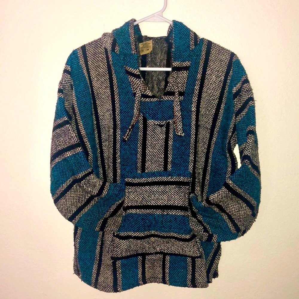 Blue Striped Baja Hoodie